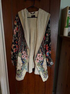 Johnny Was Biya Sherpa Hooded Jacket/Robe, Size 3X